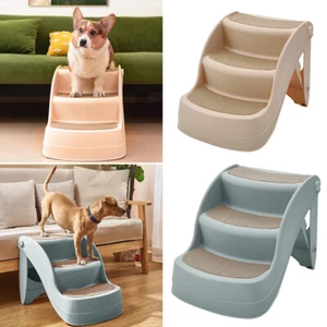 Plastic Foldable Dog/Cat Stairs Pet Puppy Folding Ramp Access Steps Lightweight - Picture 1 of 18