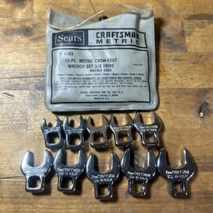 Craftsman 9-4363 VV 3/8” Drive 10 Pc. Metric Crow-Foot Wrench Set USA 10-19mm - Picture 1 of 21