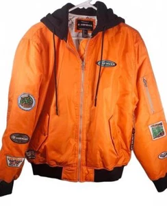 Airwalk Forever 21 Orange Bomber Jacket with Patches Size Medium NWOT - Picture 1 of 10