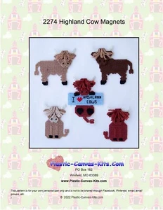 Highland Cow Magnets- Plastic Canvas Pattern or Kit - Picture 1 of 1