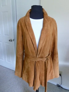PERUVIAN CONNECTON Becca Jacket Goat Skin Suede Sz M Bust 42" w Belt NWOT $498 - Picture 1 of 12