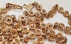 H-A Vendom gold tone tiny coiled circles rope link necklace heart clasp 70s