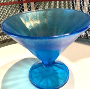 Fenton Celeste Blue Iridescent Stretch Glass Candy Bowl - Picture 1 of 9