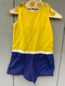 Vintage 60’s Sears yellow & blue one piece ROMPER summer outfit size 6x - Picture 1 of 6