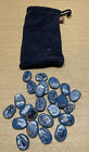 Blue Multicolor Glass Bead Rune Set & Drawstring Pouch - See Pictures!