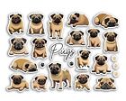 A5 Sticker Sheet Pugs Vinyl Stickers - Dogs Puppy Animals Scrapbook Label #81521