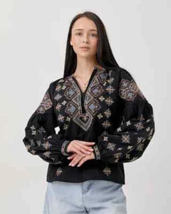Ucraniano Vyshyvanka Negro Bordado Mujer Blusa Mujer Camisa Bordado S-3XL - Imagen 1 de 6