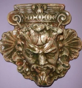 Máscara facial de 12" de hoja verde para hombre arte mítico decoración de pared escultura - Imagen 1 de 7