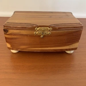 VTG Wooden Trinket Box Chest Keepsake Box Clasp for Lock 6” x 4” x 3” Handmade - Picture 1 of 7