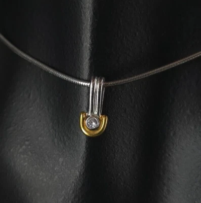 Anhänger Silber 925 Zirkonia mattiert Gold zart - attraktiv & modern silver  - Bild 1 von 4