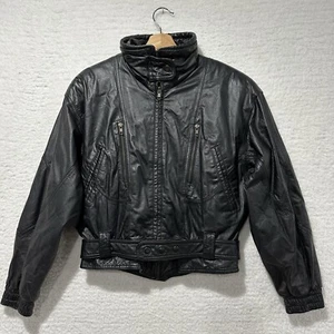 Wilsons Thinsulate 5629 Black Leather Full Zip Belted Motorcycle Jacket Size M - Picture 1 of 23