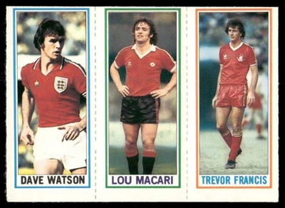 1981 Topps English League EPL Trevor Francis/Lou Macari/Dave Watson Nottingham - Image 1 of 2