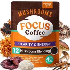 Mushroom Coffee with 12 Adaptogenic Functional Mushrooms with Ashwagandha, Li... - Picture 1 of 8