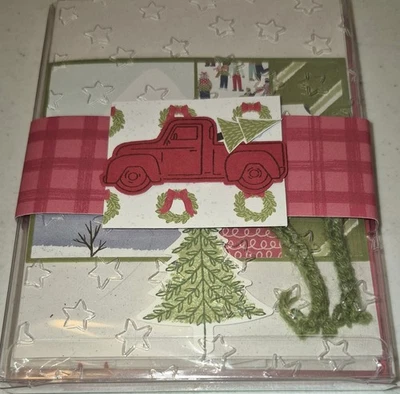 Stampin up Christmas greeting cards set of 5 with envelopes & decorative box - Image 1 of 3