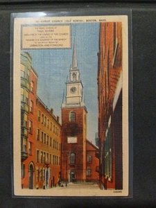 Christ Church Old North Boston Mass. Leinen Vintage Postkarte - Bild 1 von 2