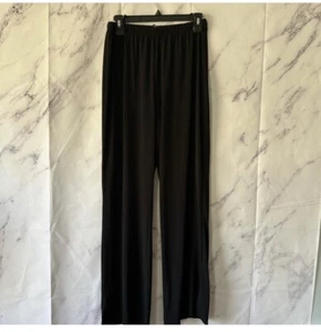 BLACK STRETCH STRAIGHT LEG FLOWY PANTS WOMENS 14 - Picture 1 of 6