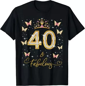 40 And Fabulous, 40 Years Old Women, 40th Birthday Queen T-Shirt Hoodie - Picture 1 of 19