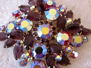 Vintage Large Juliana D&E Brooch Pin 3" Sparkly AB Rhinestones..Red Purple AB - Picture 1 of 4