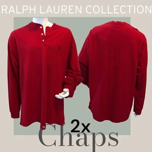 mens Ralph Lauren Chaps Vintage Long Sleeve Button Up Shirt Red 2XL - Picture 1 of 7