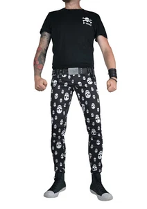 TRIPP TOXIC SCHÄDEL ANARCHY SKINNY JEANS ROCKSTAR UNISEX PASST PUNK ROCK SCHMALE HOSE - Bild 1 von 2