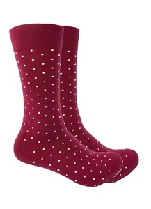 Urban-Peacock Men's Dress and Groomsmen Socks Burgundy Maroon Polka Dot - 1 pair - Picture 1 of 5