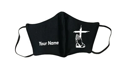 Custom Text - Prayer Hand Church Christian Face Mask, Adult Face Covering - Image 1 of 4