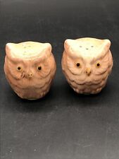 Vintage Brown Ceramic Owl Salt & Pepper Shakers