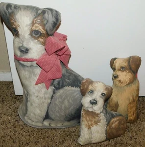 VINTAGE STOFFTIERTERRIER HUND 3D DRUCK FUNKTIONIERT AUFSTEHEN MIT WELPEN STOFF ARNOLD LITHO??? - Bild 1 von 20