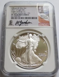 2021-S Silver Eagle Landing T-2 Limited Ed Set FDI - NGC PF 70 UCAM, M. Gaudioso - Picture 1 of 4