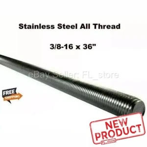 Varilla roscada de acero inoxidable con toda rosca 3/8-16 x 36" grado 18-8 3 pies de longitud - Imagen 1 de 12