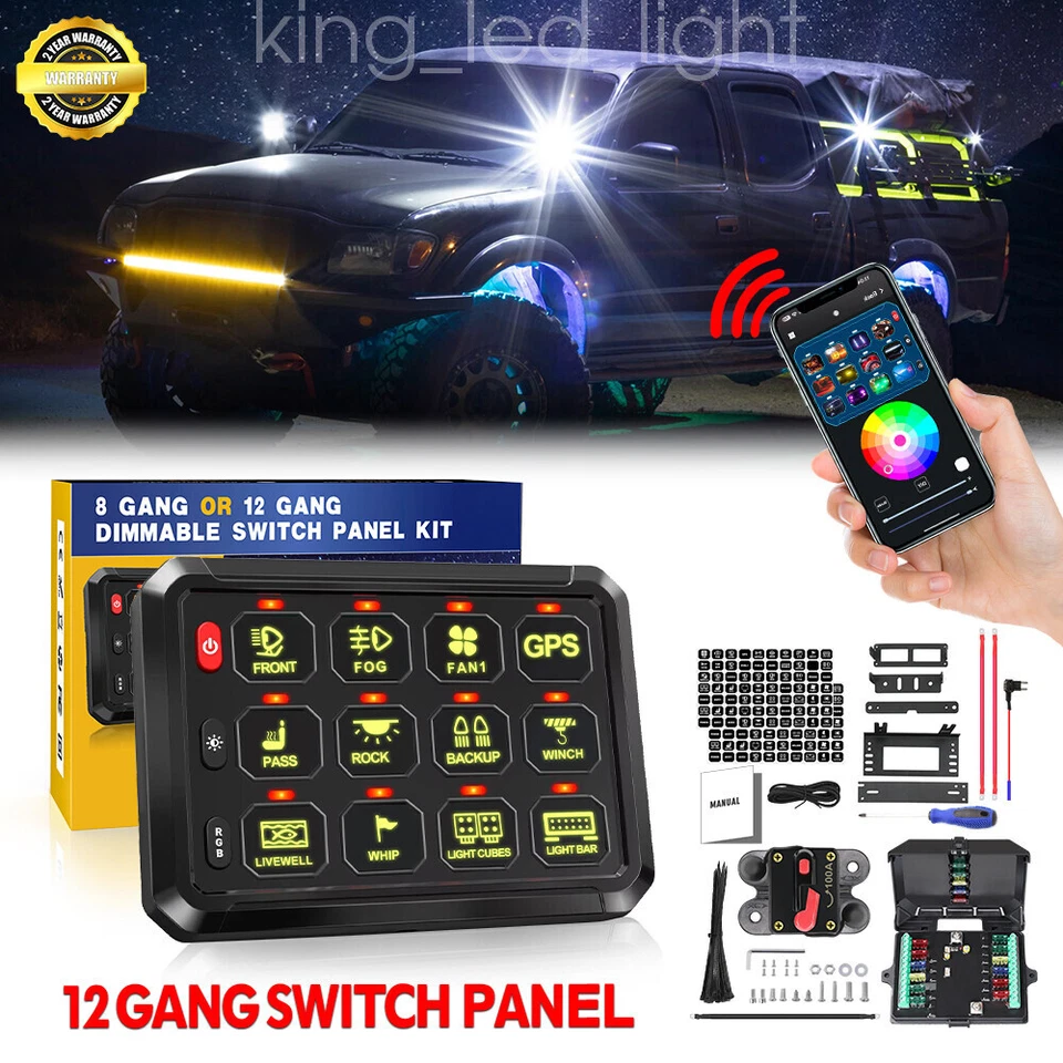 Interruttore quadro elettrico led 8/12 velocità luce sistema relè elettronico 12V-24V con APP - Immagine 1 di 1