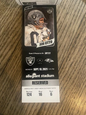 2021 Las Vegas Raiders Official NFL Hall of Fame Ticket Stub | Pick any game! Cover