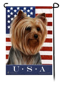 Bandera de jardín patriótica de Estados Unidos - Yorkshire Terrier #2 144B - Imagen 1 de 1