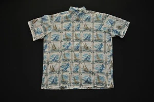 VTG Reyn Spooner Hawaiian Aloha Shirt Medium M Sailboat Boat - Picture 1 of 3