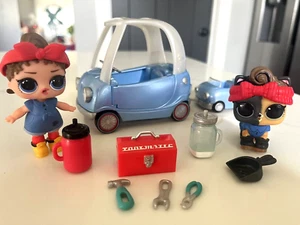 LOL Surprise Doll Car Set Blue Cozy Coupe Little Tikes Can Do Baby Can Do Kitty - Picture 1 of 6