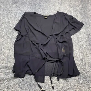 NWT Jessica Howard Sheer Blouse Top Tie Front Women’s 18W Cover Up Short Sleeve - Picture 1 of 9