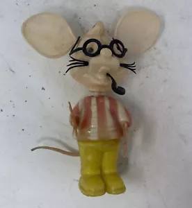 Vintage Topo Gigio Tobacco Pipe Glasses Mouse 1960s Ed Sullivan Show Plastic Toy - Foto 1 di 4
