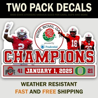 Ohio State Stickers for Rose Bowl Champions Buckeyes Football 2025 Rose Bowl - Image 1 of 2