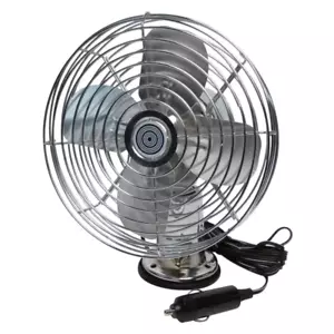 12-volt heavy-duty metal fan by roadpro, stainless steel, chrome finish - Picture 1 of 12