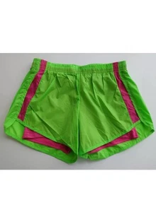 New Women's Boxercraft Nylon lined Endurance Shorts L  or YL(XS) Lime/Pink - Picture 1 of 3