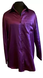 Victoria's Secret Satin Purple Night Sleep Shirt Button Up Collar NEW Sz XS - Picture 1 of 10