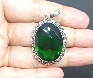 Chrome Diopside Gemstone Pendant 925 Sterling Silver Handmade Gift Jewelry 1.60" - Picture 1 of 3
