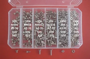 600 M4 SECHSKANTSCHRABEN SORTIMENT DIN 933 V2A-70 A2 EDELSTAHL +U.+MU.+BOX - Bild 1 von 1