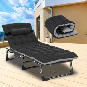 Begonia.K Rollaway Bed Portable Folding Bed Cot with Black Mat Heavy Duty Bed - Picture 1 of 12