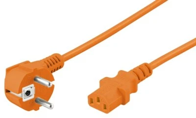 5m Strom PC Netzkabel abgewinkelter Stecker > Buchse Kaltgeräteanschluss orange - Bild 1 von 3