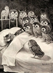 Louis William Wain: Cat's Nightmare 22x30 Archival Quality Fine Art Print - Picture 1 of 1