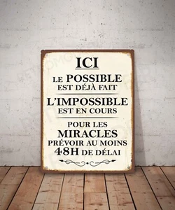 Plaque métal vintage citation Le possible Décoration Déco affiche phrase panneau - Picture 1 of 3