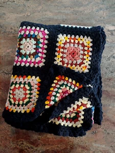 Granny Square afghanische handgefertigte warme bunte gehäkelte Decke Überwurf 80x60 - Bild 1 von 14