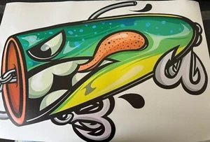 XXL PLUG LICENSED DECAL, LAPTOP, FISHING BOX, SHOP PROMOTIONAL DECAL 48cm X 32cm - Picture 1 of 3