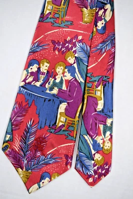 Corbata de Colección Condesa Mara Años 50 Siglo XX Cócteles Frambuesa Satén 55 x 3.75" Foto 1 de 4